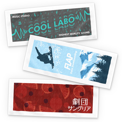 オリジナルフェイスタオル　広範囲印刷